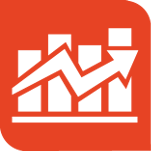 Bar chart with an arrow on top representing growth
